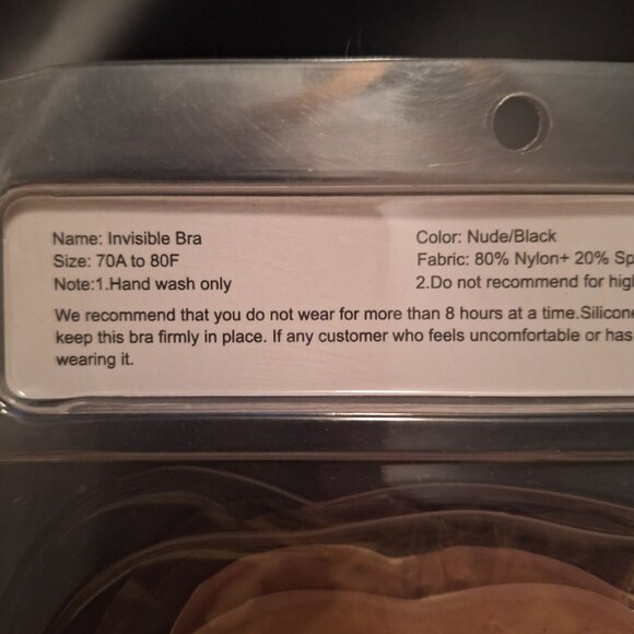 Outry Invisible Strapless Bra Women Nude C Cup Silicone Sticky Support Reusable - Picture 5 of 6